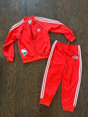 Adidas x Hello Kitty Toddler Tracksuit Set, Color: Red, Size: 4T